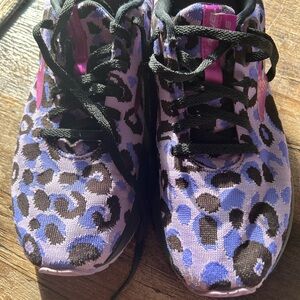 Brooks Pink and Purple Athletic Shoes with Leopard Print Design